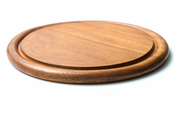 Circle wood plate isolated on white background
