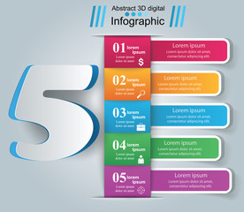 Business infographic design template and marketing icons. Number icon.