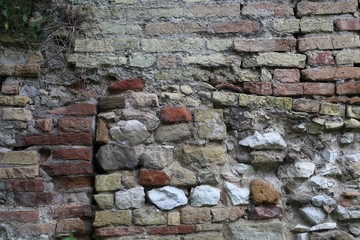 Old bricks in a medieval wall