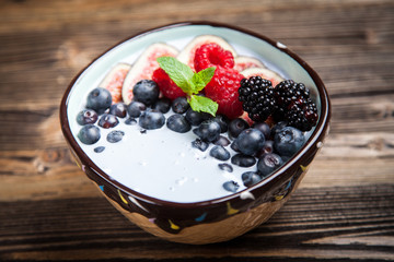 Delicious blueberry and fig yoghurt