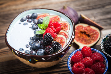 Delicious blueberry and fig yoghurt