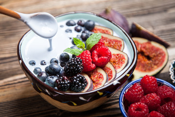 Delicious blueberry and fig yoghurt