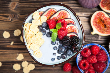 Delicious blueberry and fig yoghurt