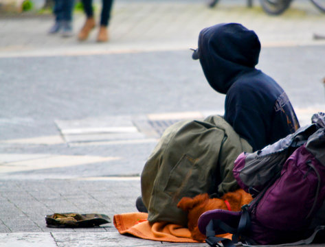 Homeless begging 