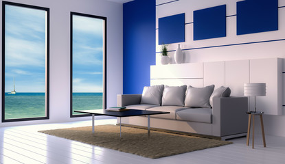 Obraz na płótnie Canvas 3D rendering of interior modern living room 