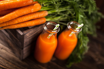 Fresh organic carrot juice