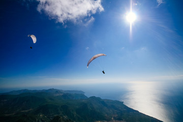Amazing view of oludeniz with paraglider.