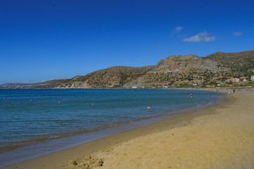 Fototapeta na wymiar View of the sandy beach of Paleochora
