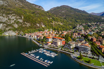 Fototapeta na wymiar Porlezza (IT) - Lago di Lugano - Ceresio - Vista aerea