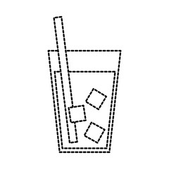 drink in glass with ice straw beverage cold