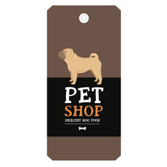 Poster Pet Shop Design label Shar Pei Geometric style