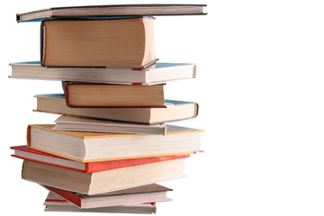 a stack of books isolated on white background