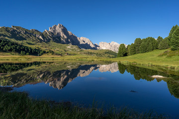 Mountain reflection in the Dolomites