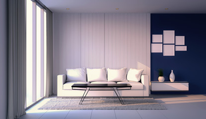 3D rendering of interior modern living room 