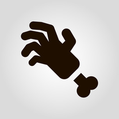 Hand with bone, Halloween concept isolated flat vector icon