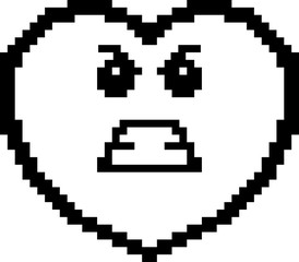 Fototapeta premium Angry 8-Bit Cartoon Heart