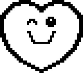Winking 8-Bit Cartoon Heart