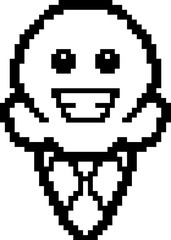 Obraz premium Smiling 8-Bit Cartoon Ice Cream