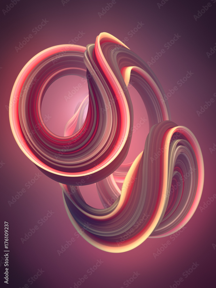 Aufkleber colored twisted shape. computer generated abstract geometric 3d render illustration