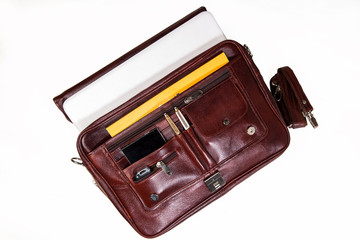 Leather bag made from high quality leather for executives. Available with clipping path