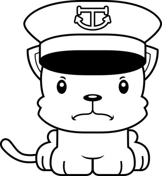 Cartoon Angry Boat Captain Kitten