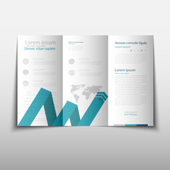 Leaflet cover presentation abstract geometric background, layout in A4 size Blue fold set technology annual report brochure flyer design template vector