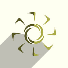 Sun flat icons with of shadow. Vector illustration