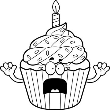 Scared Cartoon Birthday Cupcake