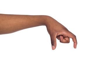 Male hand measuring something, cutout, gesture