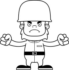 Cartoon Angry Soldier Sasquatch