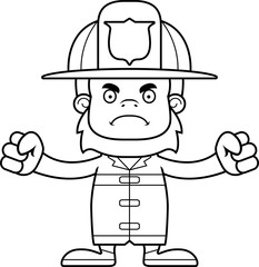 Fototapeta premium Cartoon Angry Firefighter Sasquatch