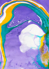 Abstract marble painting background. Bright mixed vibrant colors. Liquid paint.