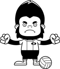 Cartoon Angry Volleyball Player Gorilla