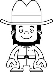 Cartoon Smiling Cowboy Gorilla