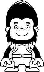 Cartoon Smiling Hiker Gorilla