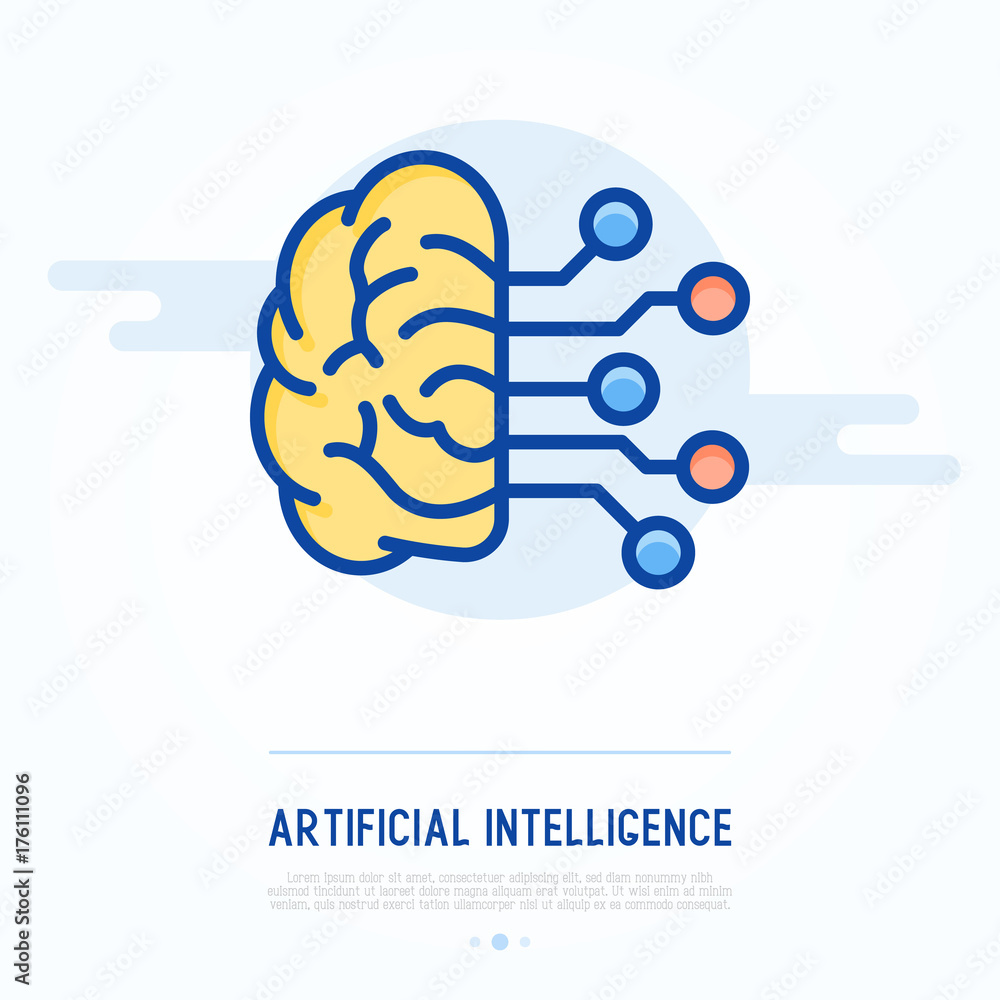 Aufkleber artificial intelligence thin line icon. vector illustration of machine learning.
