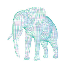 Abstract striped elephant. Isolated on white background. Vector outline illustration.