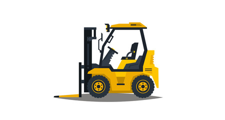 Forklift isolated on white background. Construction machinery. Car loader. Commercial Vehicles. Vector illustration. Flat style