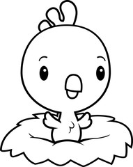 Cartoon Baby Rooster Nest