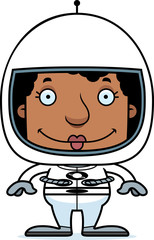 Cartoon Smiling Astronaut Woman
