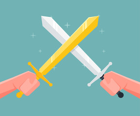 Fight with the sword. Vector illustration