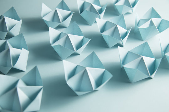 Blue fortune tellers arranged in rows...