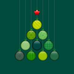 Christmas Tree Hanging Balls Pattern Green/Dark Green