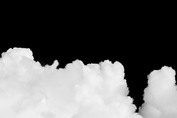 Close-up cumulus clouds isolated on black background, Black sky with white clouds