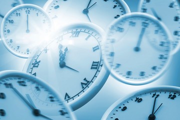 Computer generated image of wall clocks