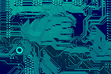 Dark background of the silhouette of the computer motherboard for the design of the company's IT site. Circuit board. Electronic computer hardware technology. Motherboard digital chip.