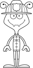 Cartoon Smiling Firefighter Ant