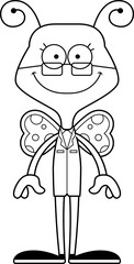 Cartoon Smiling Scientist Butterfly