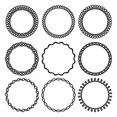 Vector set of round frames narrow