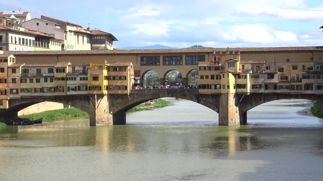 View of the old Golden bridge, sunny september day. Florence, Italy